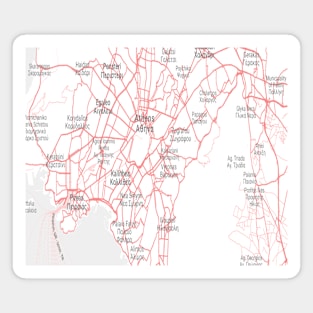 Athens red & white map Magnet